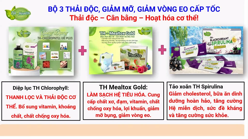 Combo Thai doc Giam can TH Health Khoe trong dep ngoai giam mo tang co