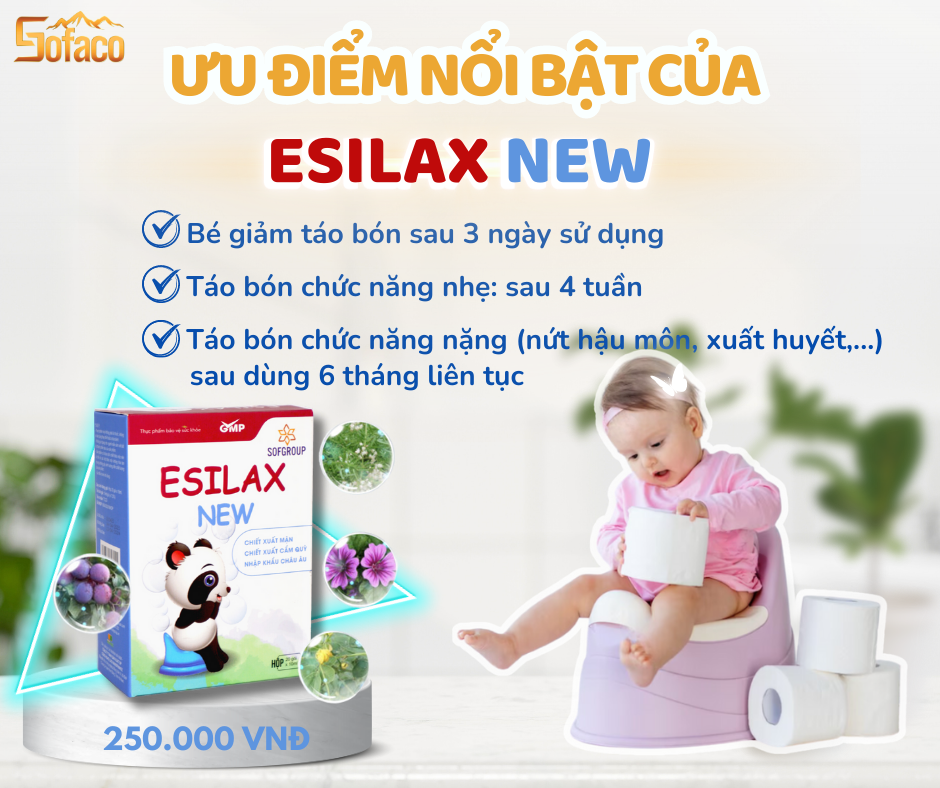 Esilax New – Thuc pham ho tro tao bon cho be 20 goi x 10ml muadishop