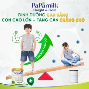 Sữa tăng cân và chiều cao cho trẻ PaPamilk Heigth and Gain chứa Tổ Yến - Hộp 14 gói